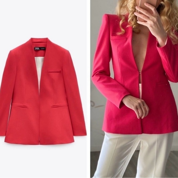 Zara Red Blazer Suit Jacket - Picture 2 of 8